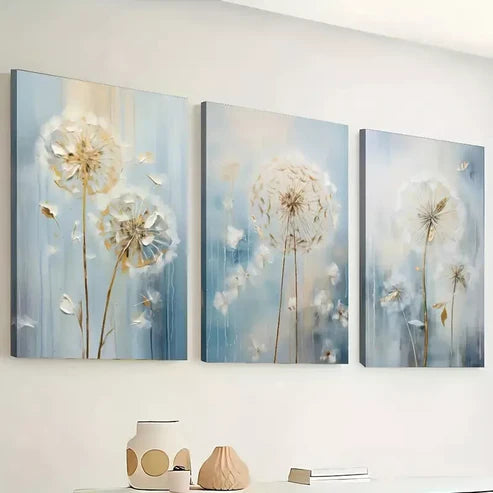 3pcs Beautiful Abstract Stunning Dandelions Wall Art Canvas Unframed - High Quality Print 100% Australian Made Wall Canvas