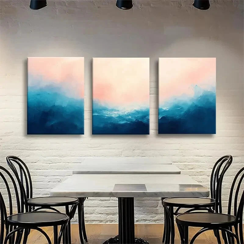 3pcs Oceanic Tones and Pastel Sky Metal Print Ready to Hang Art - Bella Home Decor