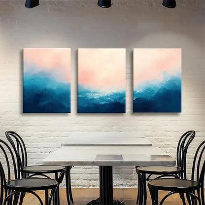 3pcs Oceanic Tones and Pastel Sky Metal Print Ready to Hang Art - Bella Home Decor