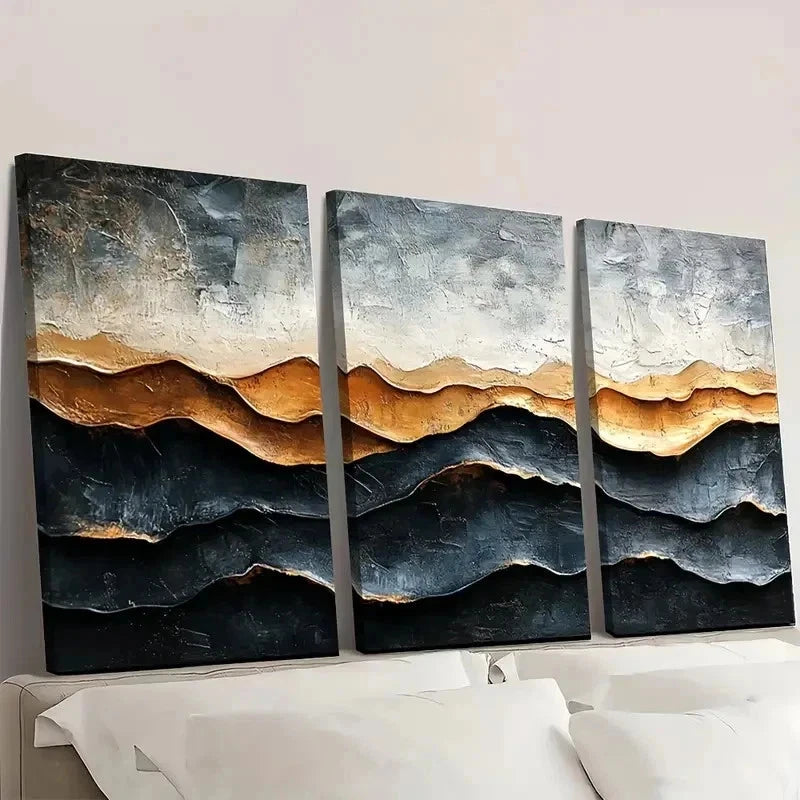 3pcs Brown Abstract Texture Art ZX  Wall Art Set Canvas Framed 40x60cm - High Quality Print 100% Australian Made Wall Canvas Ready to Hang - Bella Home Decor