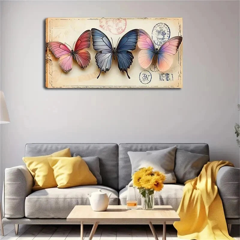 Colorful Butterfly Wings Décor Wall Art Canvas Office Home Room Framed 120x60cm - Bella Home Decor