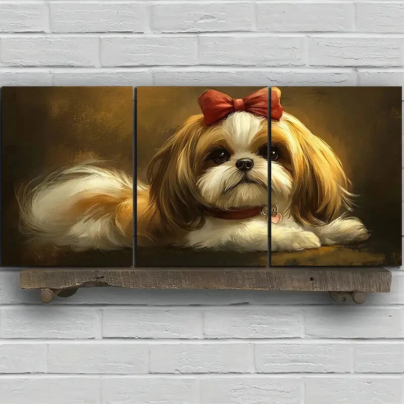 3pcs A Cutest Dog Wearing a Bow Tie Metal Print Ready to Hang Art - Bella Home Decor
