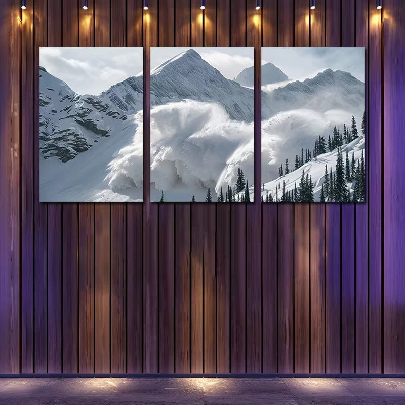 3pcs Serene Mountain with Snow-Capped Peaks Wall Art Set Canvas Framed 60x90cm - High Quality Print 100% Australian Made Wall Canvas Ready to Hang