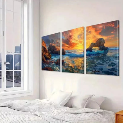 3pcs Beach & Coconut Trees Wall Art Set Canvas Framed 50x70cm - High Quality Print 100% Australian Made Wall Canvas Ready to Hang