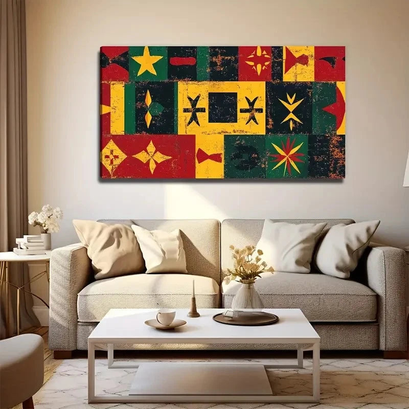Aesthetic Decor Tribal Pattern Wall Art Canvas Office Home Room Framed 120x60cm