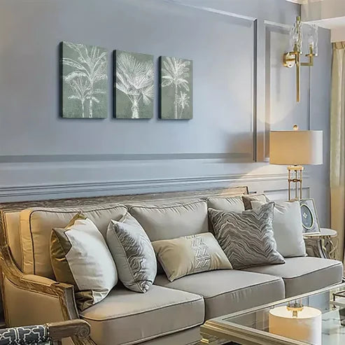 3pcs Tropical Palm & Banana Leaves Canvas Framed 60x90cm - High Quality Print 100% Australian Made Wall Canvas Ready to Hang