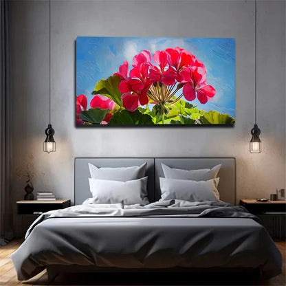 Vibrant Red Flowers Wall Art Canvas Office Home Room Framed 120x60cm