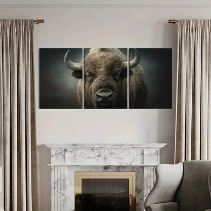 3pcs Bison Wildlife Art Rustic Forest Animal Metal Print Ready to Hang Art - Bella Home Decor