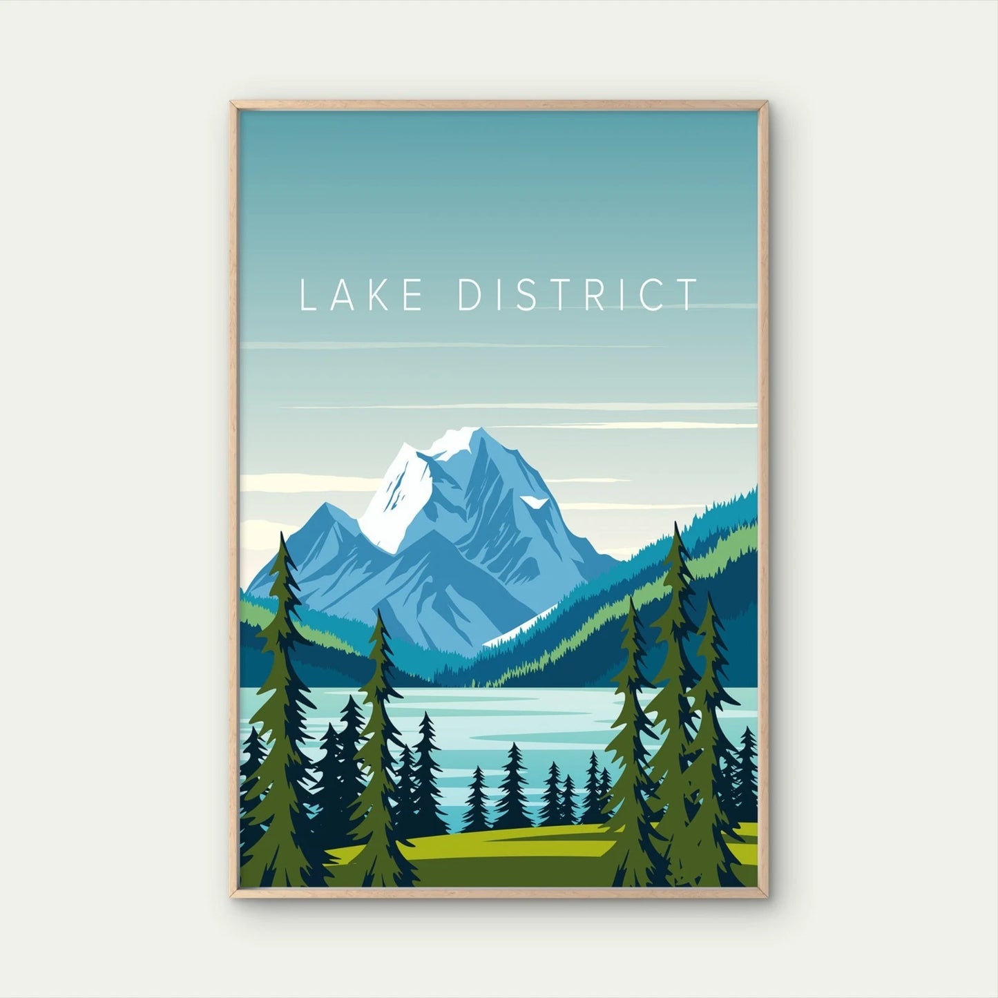 Lake District Mountain Pine Vintage Travel Poster Print Wall Art