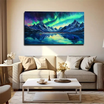 Vibrant Aurora Borealis Night Wall Art Canvas Office Home Room Framed 120x60cm