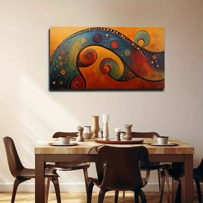 Blue Green Orange & Yellow Wall Art Canvas Office Home Room Framed 120x60cm