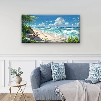 Turquoise Waters & Sandy Shorel Wall Art Canvas Office Home Room Framed 120x60cm
