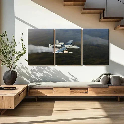 3pcs Fighter Jets in Action Aviation Wall Art Set Canvas Unframed - High Quality Print 100% Australian Made Wall Canvas