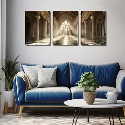 3pcs Landscape Painting with Sunlight Inside Wall Art Set Canvas Framed 60x90cm - High Quality Print 100% Australian Made Wall Canvas Ready to Hang - Bella Home Decor