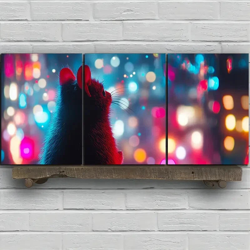 3pcs Beautiful Hamster Colourful Metal Print Ready to Hang Art - Bella Home Decor
