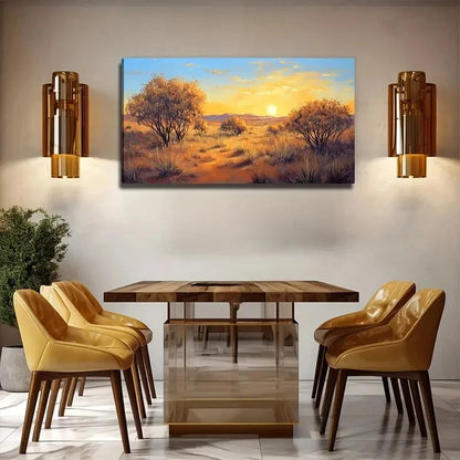 Sunset Desert Plants Suitable Wall Art Canvas Office Home Room Framed 120x60cm