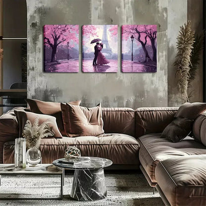 3pcs Eiffel Tower, Cherry Blossoms, and Pink Wall Art Set Wall Art Canvas Unframed - High Quality Print 100% Australian Made Wall Canvas - Bella Home Decor