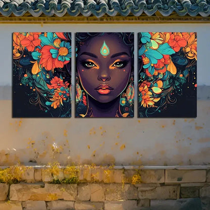 3pcs Vibrant Modern Floral and Botanical Theme Metal Print Ready to Hang Art