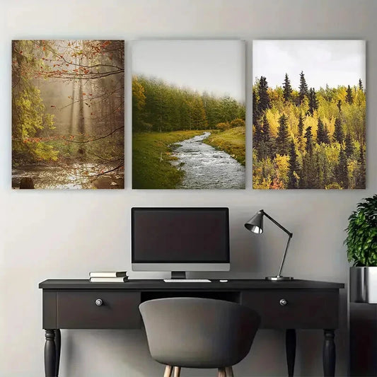 3pcs Mountain Forest Modern Minimalist Metal Print Ready to Hang Art