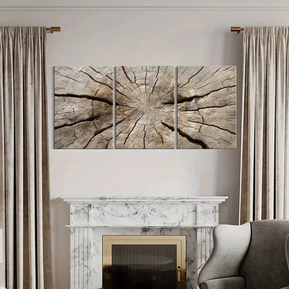 3pcs Wood Texture Natural Pattern Rustic Metal Print Ready to Hang Art - Bella Home Decor