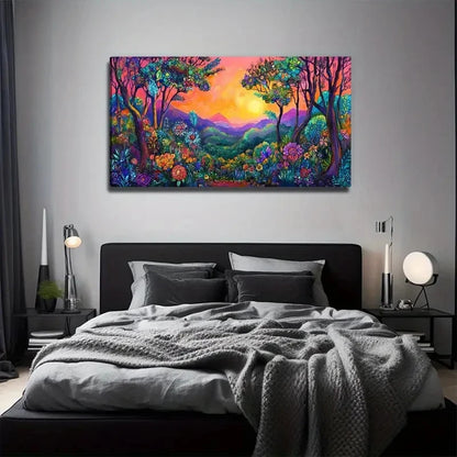 Colorful Grove Sunset  Wall Art Canvas Office Home Room Framed 120x60cm