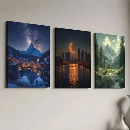 3pcs Modern Aesthetic Landscape Pine Wood  Canvas Unframed - High Quality Print 100% Australian Made Wall Canvas