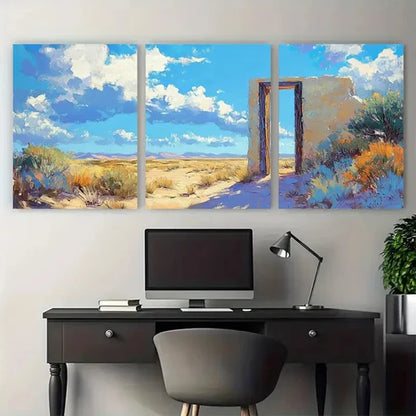 3pcs Desert Doorway Impressionist Painting Wall Art Canvas Unframed - High Quality Print 100% Australian Made Wall Canvas - Bella Home Decor