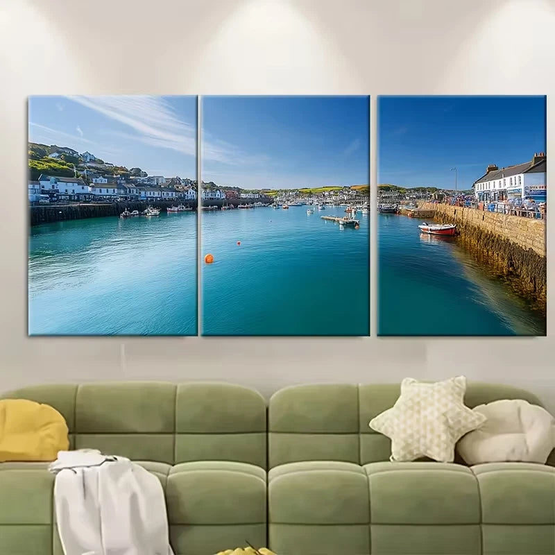 3pcs Looe Cornwall Travel Metal Print Ready to Hang Art