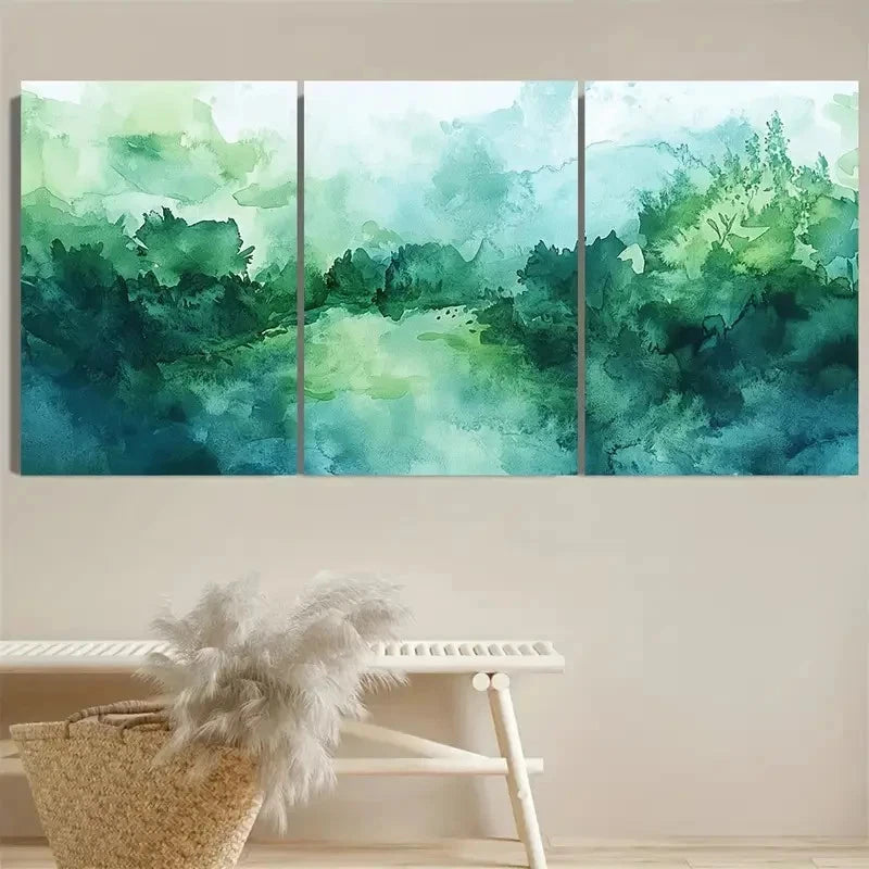 3pcs Green Nature Art Abstract Wall Art Set Canvas Framed 40x60cm - High Quality Print 100% Australian Made Wall Canvas Ready to Hang - Bella Home Decor