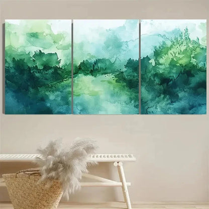 3pcs Green Nature Art Abstract Wall Art Set Canvas Framed 40x60cm - High Quality Print 100% Australian Made Wall Canvas Ready to Hang - Bella Home Decor
