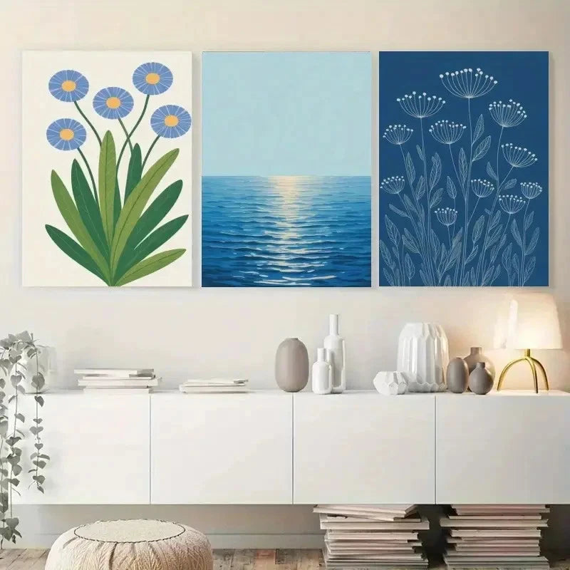 3pcs Bible Verses , Flowers, Ocean Wall Art Set Canvas Framed 40x60cm - High Quality Print 100% Australian Made Wall Canvas Ready to Hang - Bella Home Decor