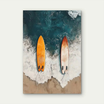 Coastal Surfboard Vintage Beach Metal Print Ready to Hang