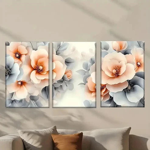 3pcs Bunch of Flowers with Leaves Retro Wall Art Canvas Unframed - High Quality Print 100% Australian Made Wall Canvas - Bella Home Decor