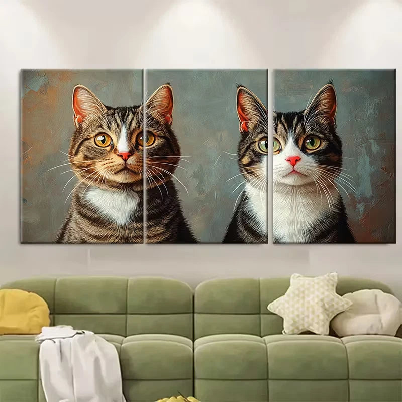 3pcs Aesthetic Cat Designs Metal Print Ready to Hang Art - Bella Home Decor