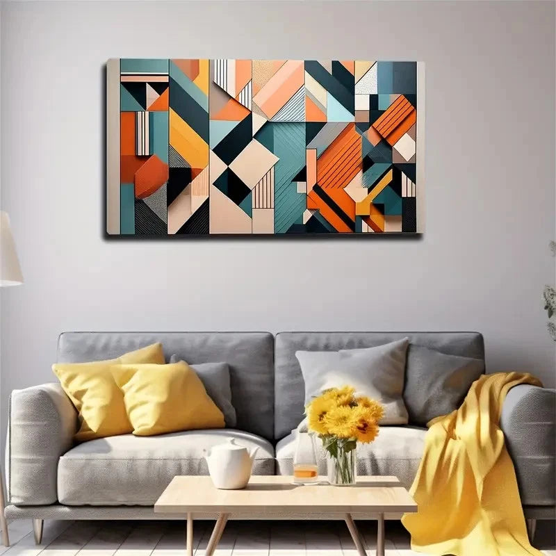 Modern Abstract Color Block Wall Art Canvas Office Home Room Framed 120x60cm