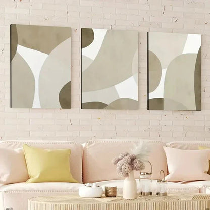 3pcs Mid Century Earth Tone Abstract Geometric Wall Art Canvas Unframed - High Quality Print 100% Australian Made Wall Canvas