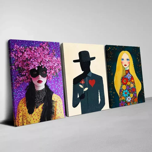 3pcs Charming Modern Abstract Colorful Art Set Canvas Unframed - High Quality Print 100% Australian Made Wall Canvas