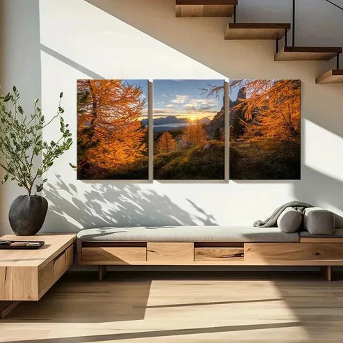 3pcs Natural Landscape Art Mountain Woods Sunset Wall Art Canvas Unframed - High Quality Print 100% Australian Made Wall Canvas