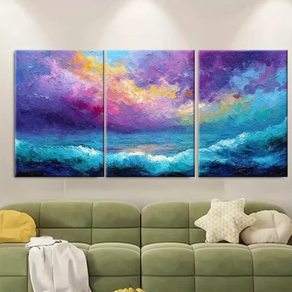 3pcs Ocean Sunset Beach Landscapes Metal Print Ready to Hang Art
