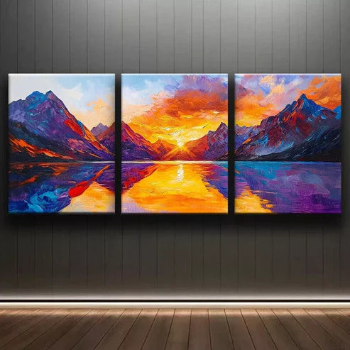 3pcs Featuring A Stunning Mountain Scene Wall Art Set Canvas Unframed - High Quality Print 100% Australian Made Wall Canvas