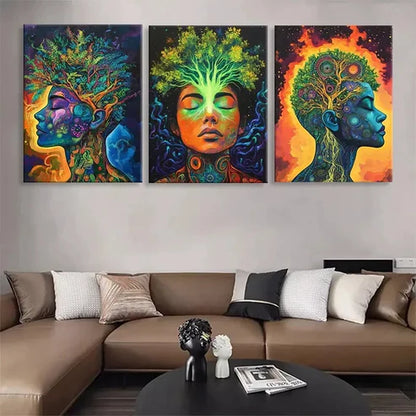 3pcs Mystical Tree of Life and Human Wall Art Canvas Unframed - High Quality Print 100% Australian Made Wall Canvas