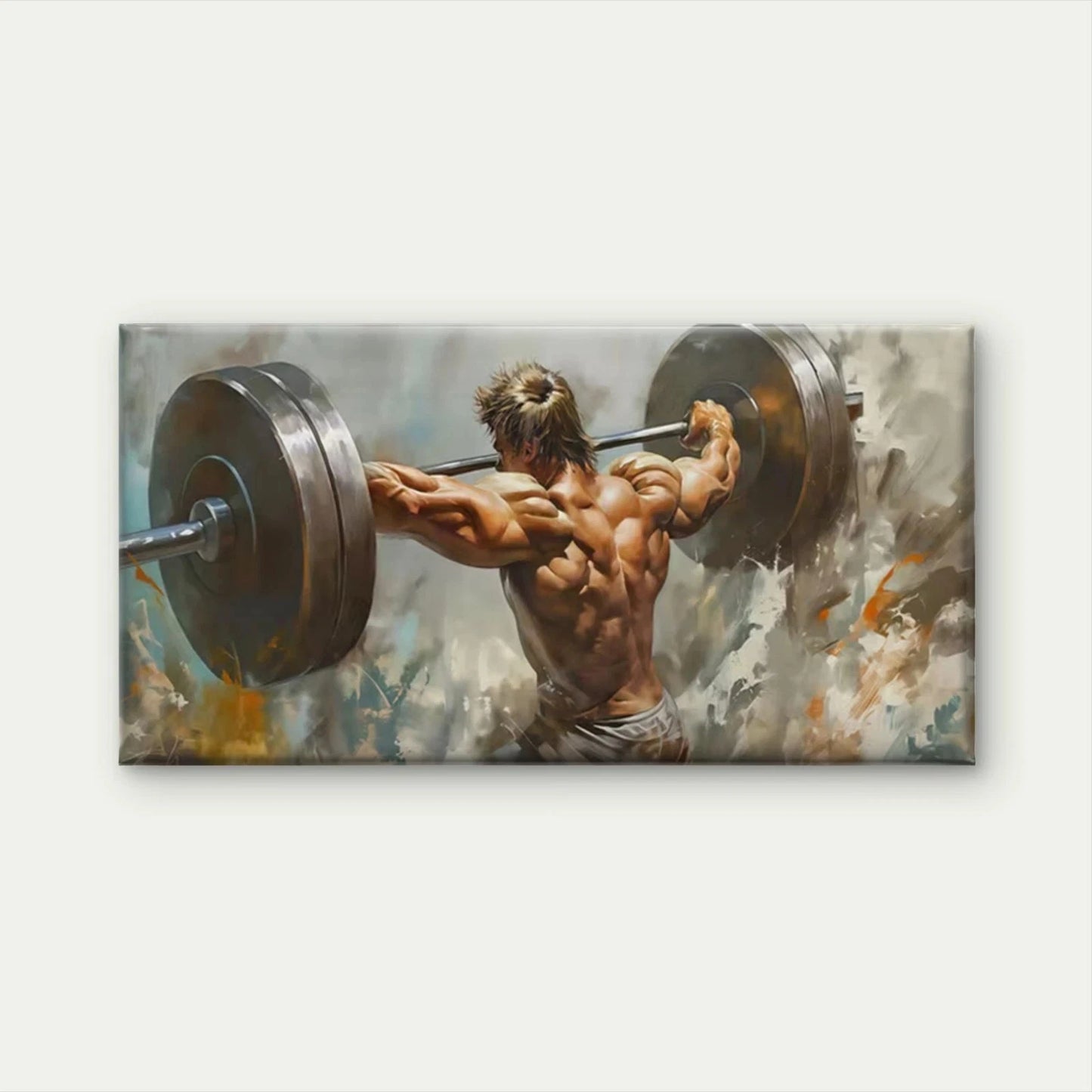 Male Weightlifting Bodybuilding Wall Art Canvas Office Home Room Framed 120x60cm