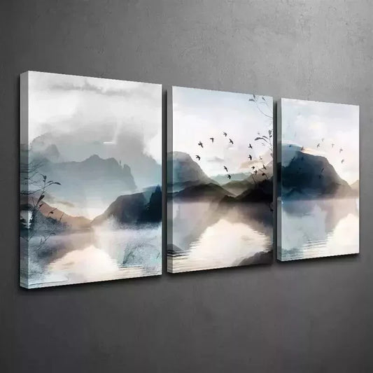 3pcs Watercolor Landscape Wall Art Set Canvas Framed 50x70cm - High Quality Print 100% Australian Made Wall Canvas Ready to Hang