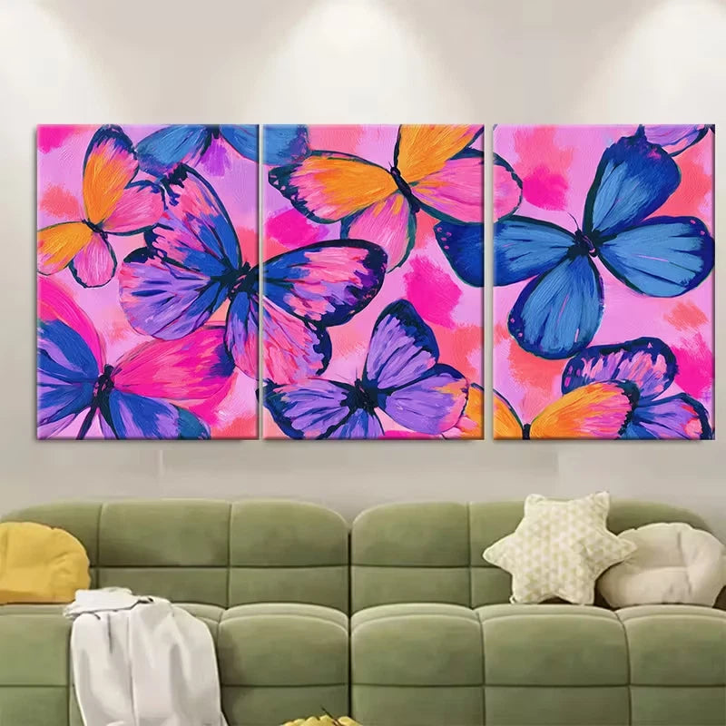 3pcs Pink Girly ,Butterfly Coquette Aesthetic Metal Print Ready to Hang Art