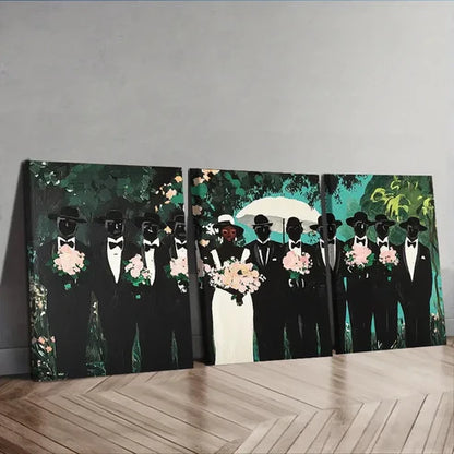 3pcs At the funeral Painting Wall Art Set Canvas Unframed - High Quality Print 100% Australian Made Wall Canvas - Bella Home Decor