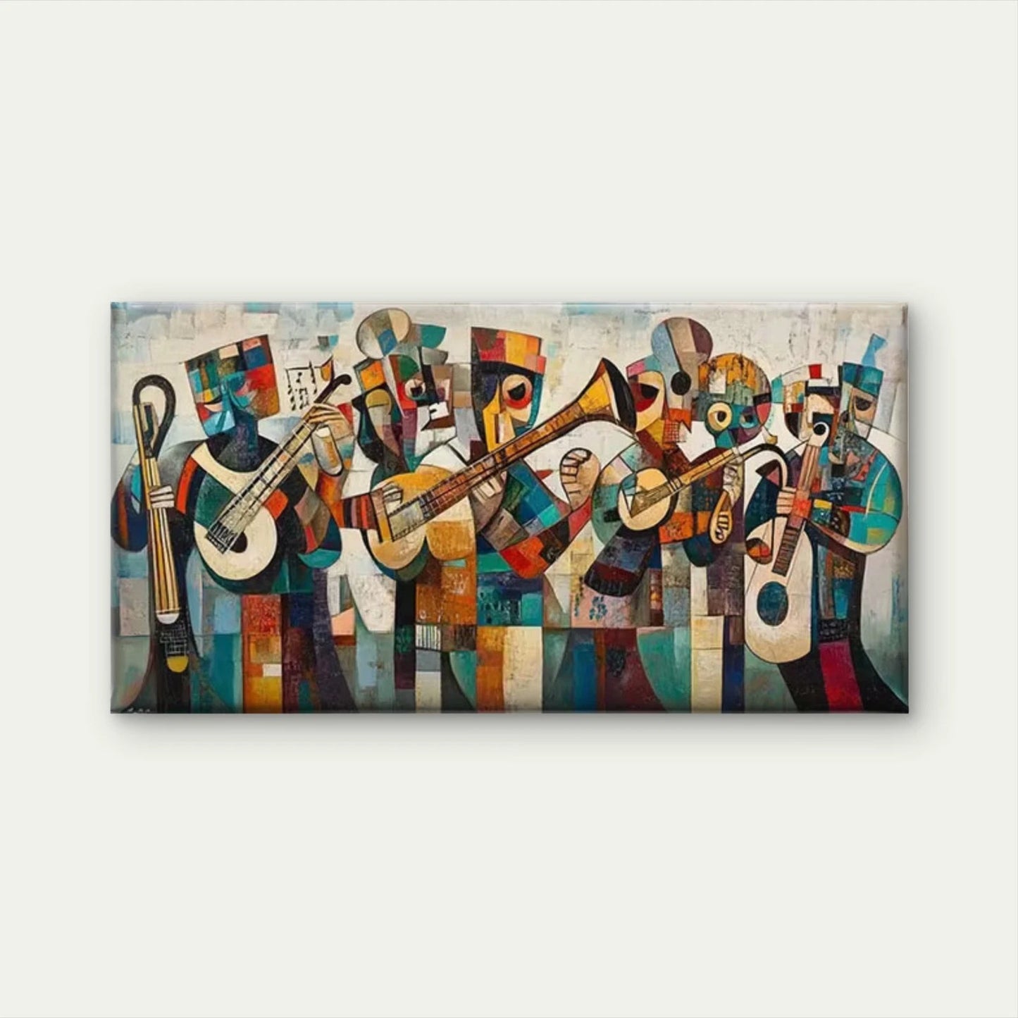The Geometric Orchestra Wall Art Canvas Office Home Room Framed 120x60cm