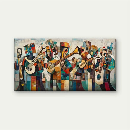 The Geometric Orchestra Wall Art Canvas Office Home Room Framed 120x60cm
