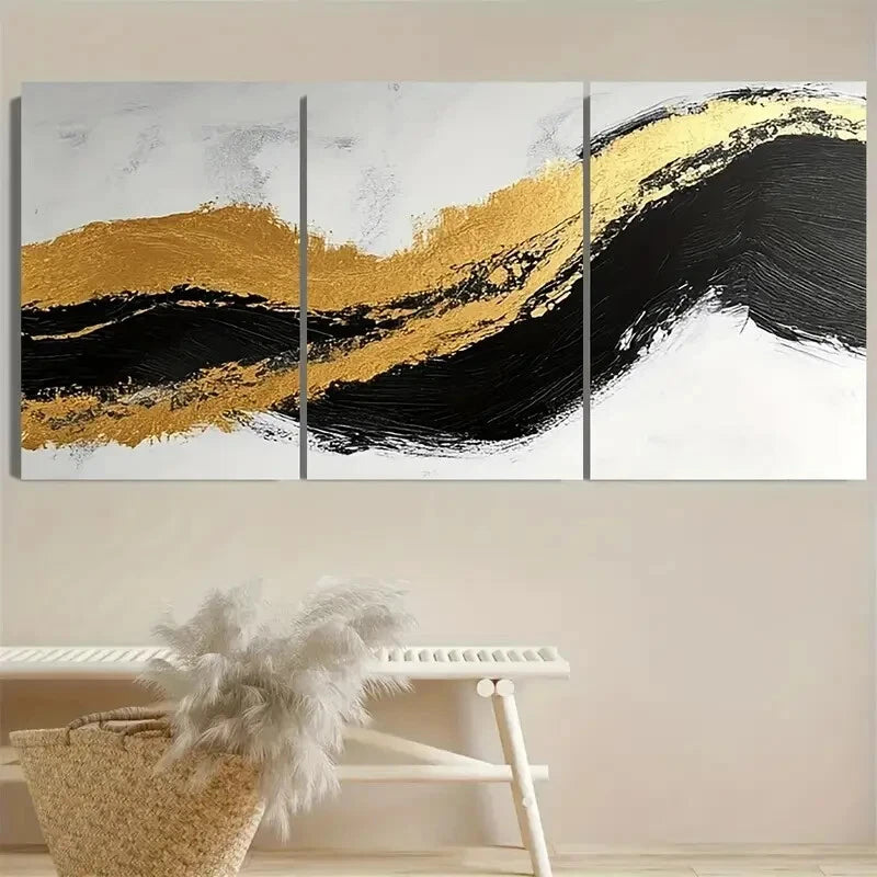 3pcs Vibrant Black and White Malist Design Metal Print Ready to Hang Art - Bella Home Decor