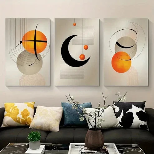 3pcs Abstract Geometric Spheres & Circles Wall Art Canvas Unframed – High Quality Print 100% Australian Made Wall Canvas - Bella Home Decor