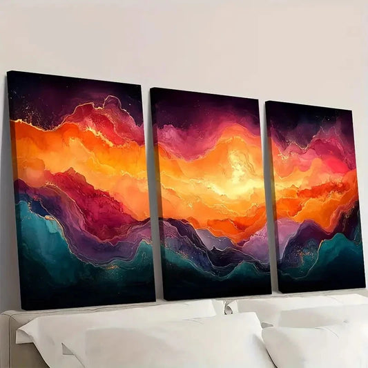 3pcs Colorful Abstract Painting SP Wall Art Set Canvas Framed 40x60cm - High Quality Print 100% Australian Made Wall Canvas Ready to Hang